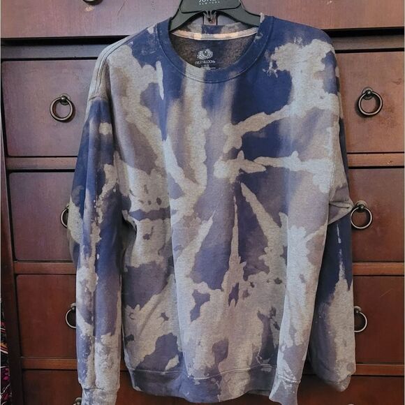 CUSTOM BLUE ACID WASH TIE DYE SWEATSHIRT - Picture 1 of 3